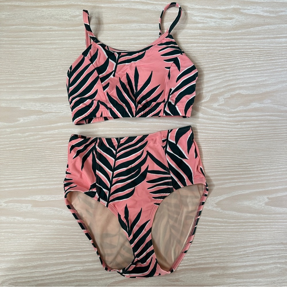 Lime Ricki Pink and Green Tropical Print Bikini Set